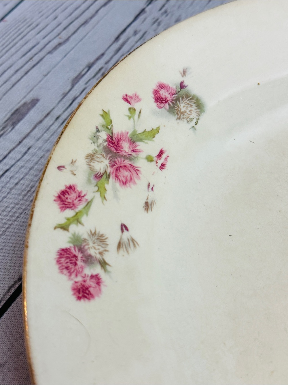 Antique The Wellsville China Company Floral Ceramic Serving Platter in Cream - Picture 4 of 7